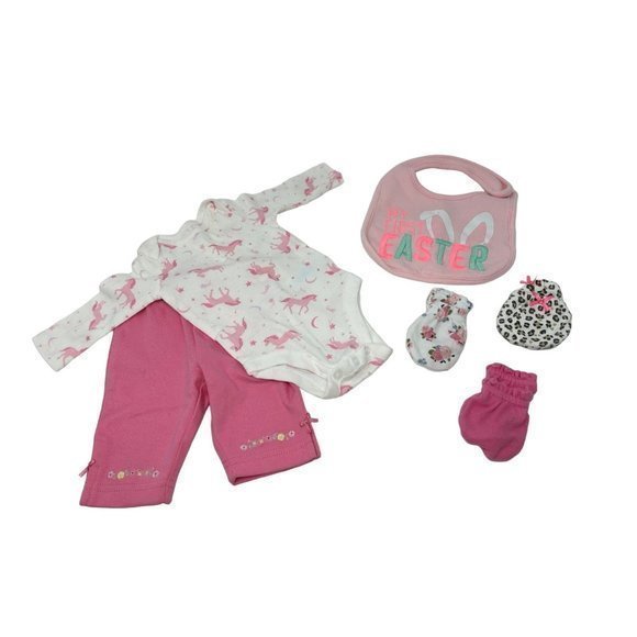 Baby Clothes - Newborn Girl Easter - Outfit, Mittens, and‎ Bib - Picture 1 of 5